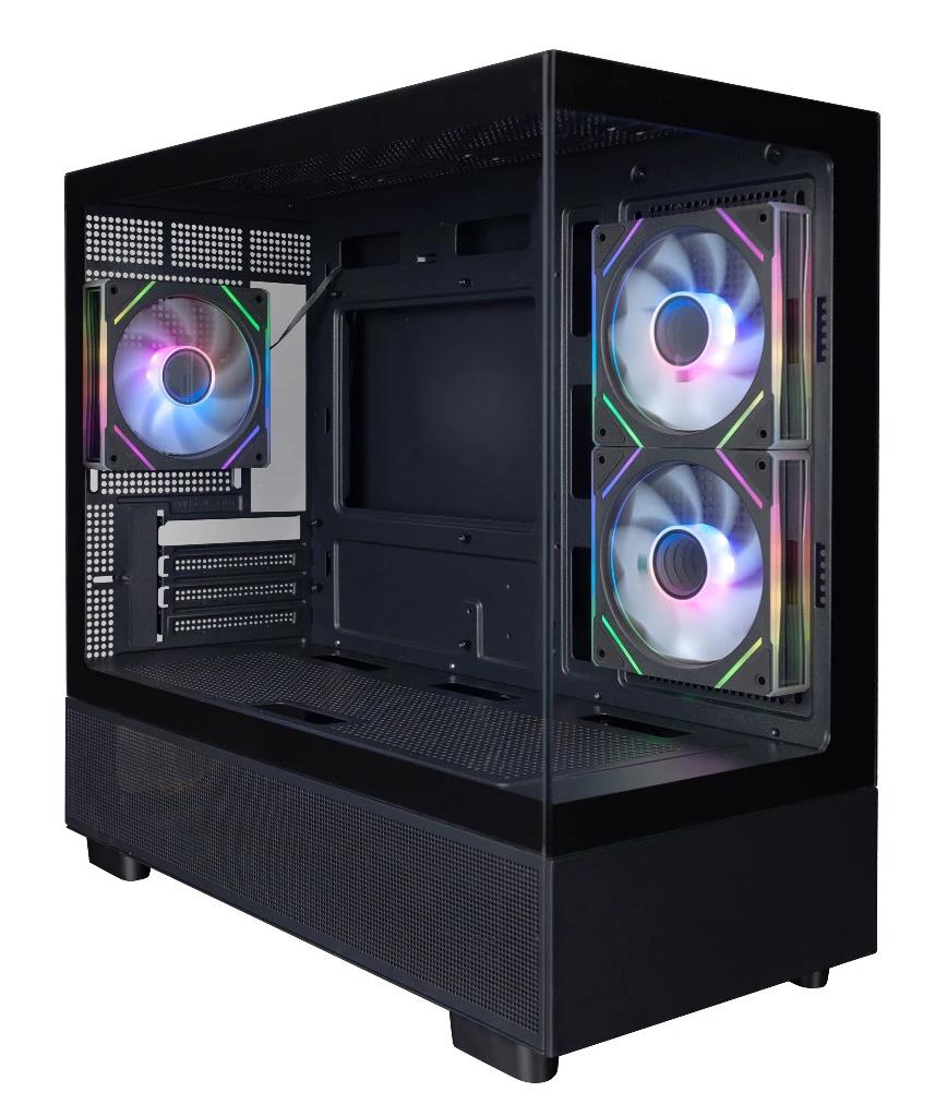 Изображение Корпус 1STPLAYER MIKU Mi5 ARGB Black (mATX, ATX, Mini-ITX, черный, без БП)/(Mi5-BK-2FC7R-1FC7)