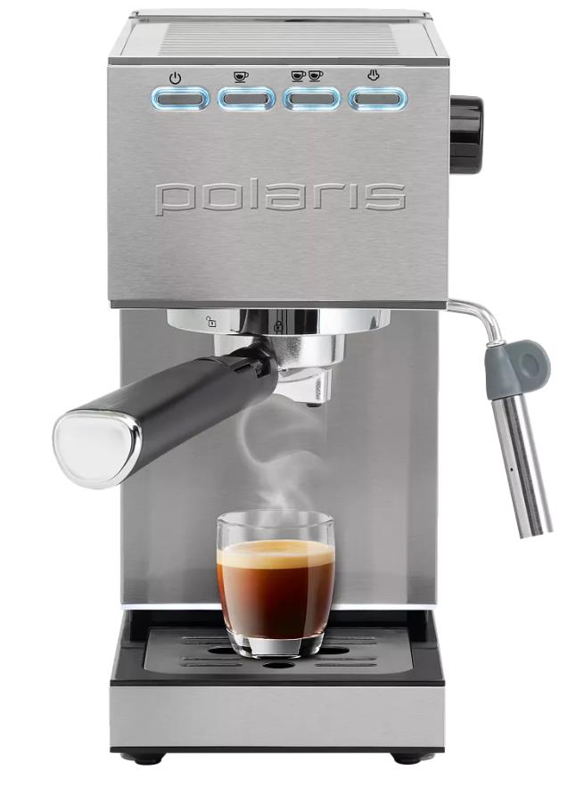 Изображение Кофеварка Polaris PCM 1542E Adore Crema нержавеющая сталь (рожковая//1350 Вт )