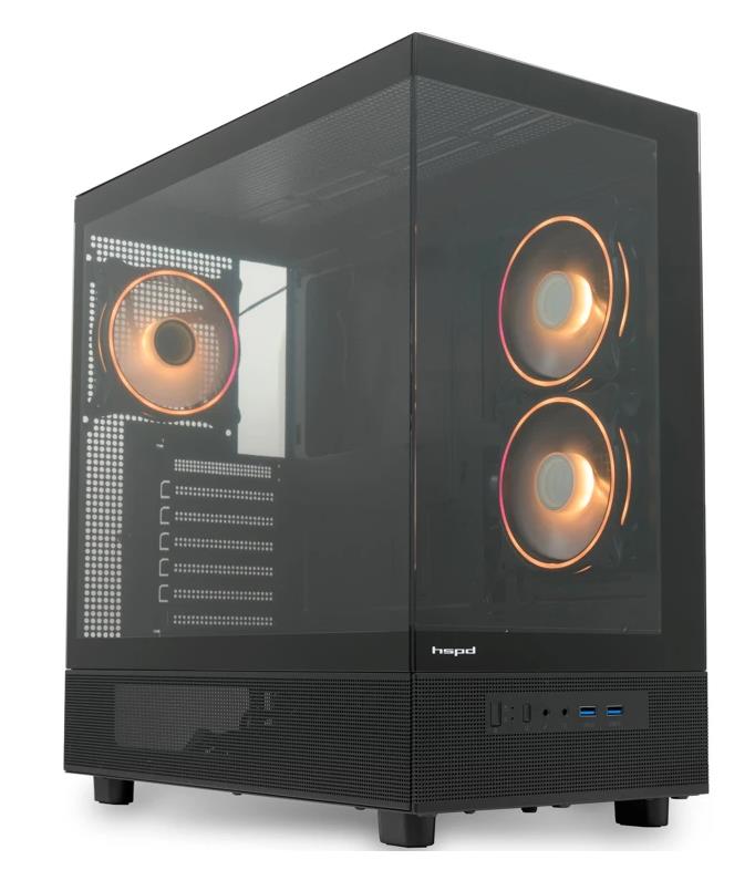Изображение Корпус HSPD F710-TGBK-ARGB Black (mATX, ATX, Mini-ITX, EATX, черный, без БП)/(F710-TGBK-ARGB)