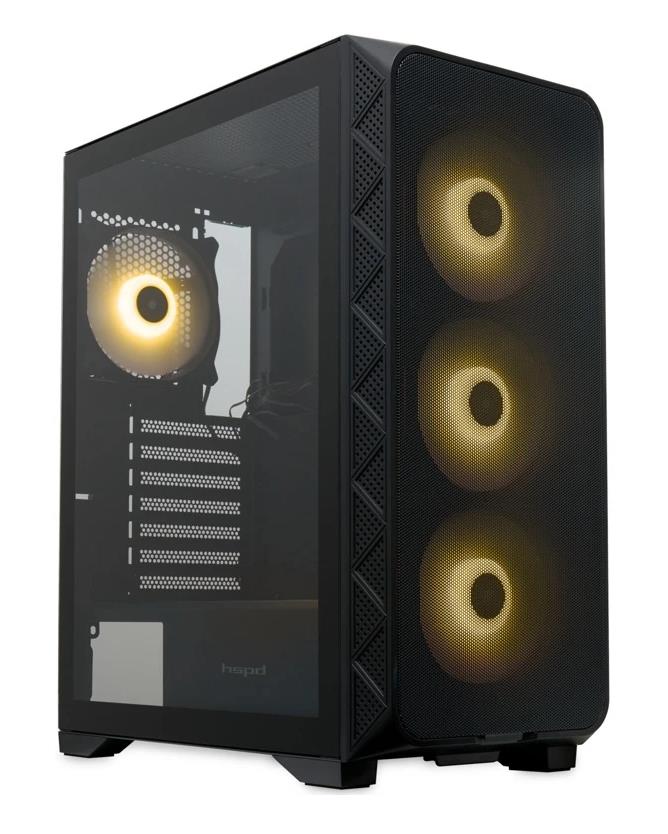 Изображение Корпус HSPD M521-TGBK-ARGB Black (mATX, ATX, Mini-ITX, черный, без БП)/(M521-TGBK-ARGB)