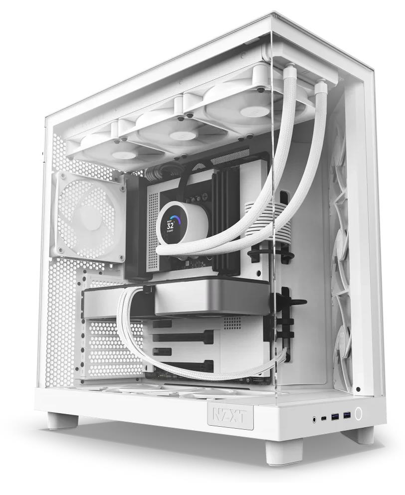Изображение Корпус NZXT H6 Flow White (mATX, ATX, Mini-ITX, белый, без БП)/(CC-H61FW-01)