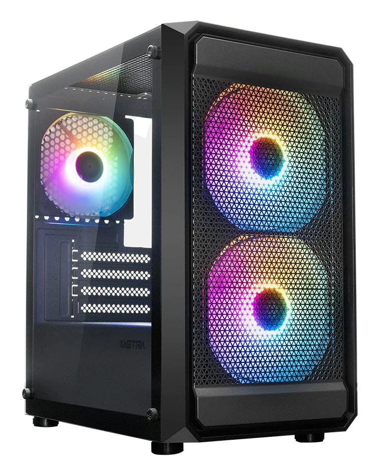 Изображение Корпус XASTRA A303M 3FRGB Black (mATX, Mini-ITX, черный, без БП)/(A303M-2FC14F-1FC12F)