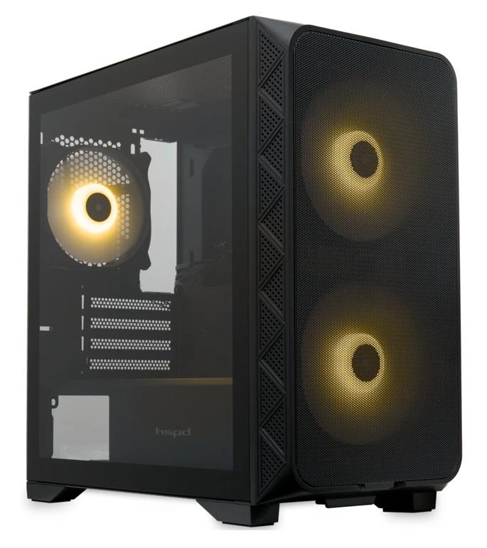 Изображение Корпус HSPD M321-TGBK-ARGB Black (mATX, Mini-ITX, черный, без БП)/(M321-TGBK-ARGB)