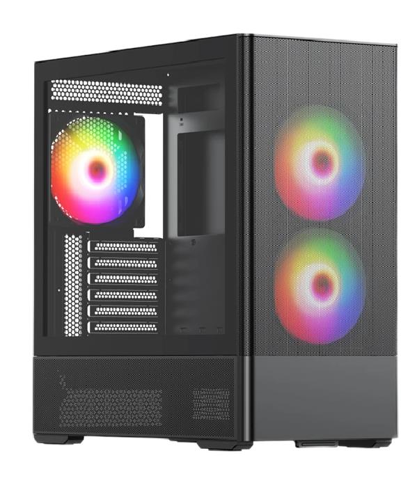 Изображение Корпус HSPD M712-TGBK-ARGB Black (mATX, ATX, Mini-ITX, EATX, черный, без БП)/(M712-TGBK-ARGB)