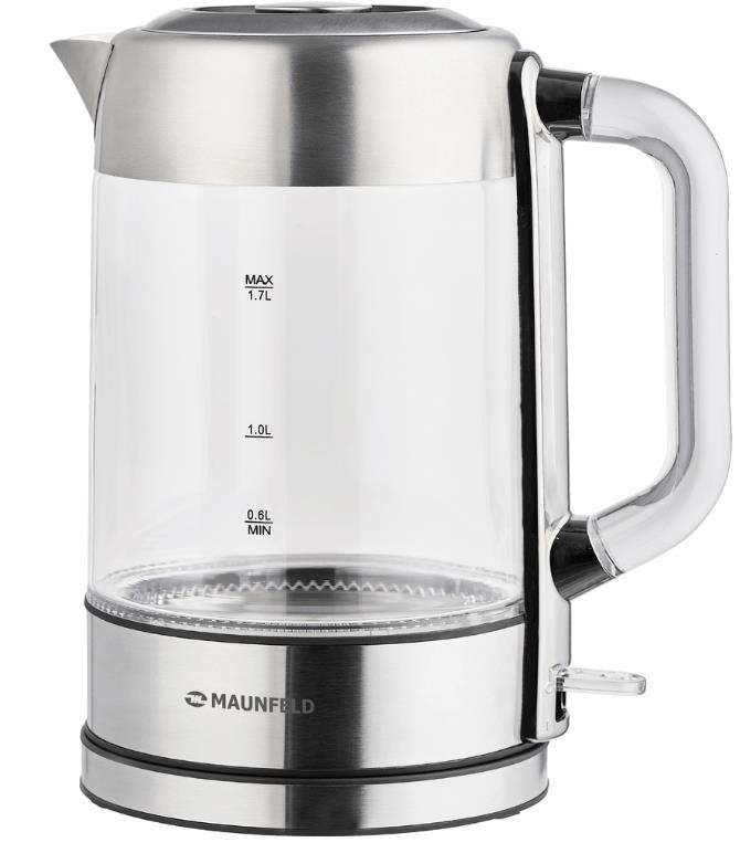 Изображение Электрический чайник MAUNFELD MGK6710S (2200 Вт/1,7 л /стекло/прозрачный, нержавеющая сталь)