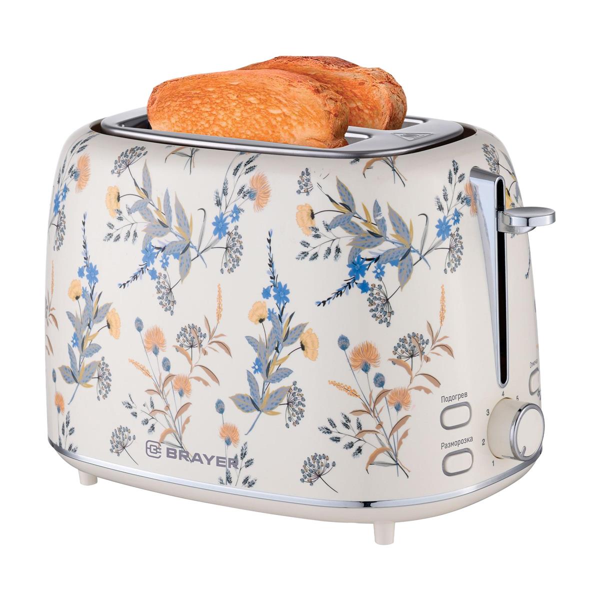Изображение Тостер Brayer BR2103YE (1080 Вт  бежевый, рисунок)