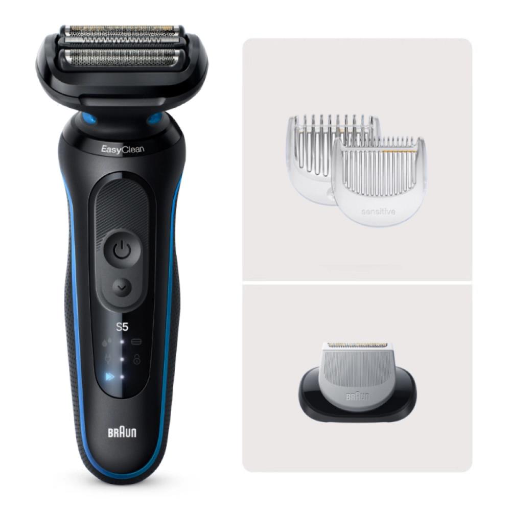 Изображение Бритва Braun S5 52-B1600S с насадками для стайлинга тела и бороды тип 5762,синий, черный