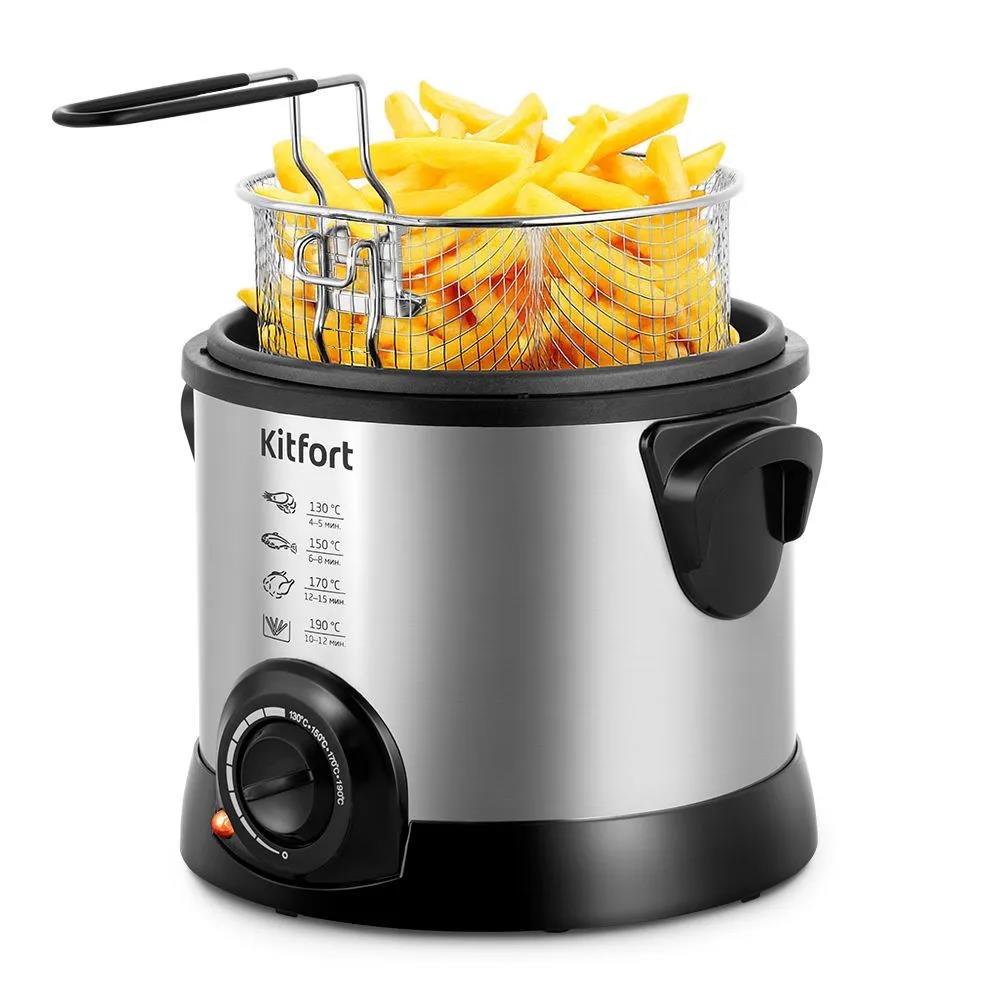 Изображение Фритюрница Kitfort KT-2011 1200Вт (1,4 л  1200 Вт  серебристый, черный)