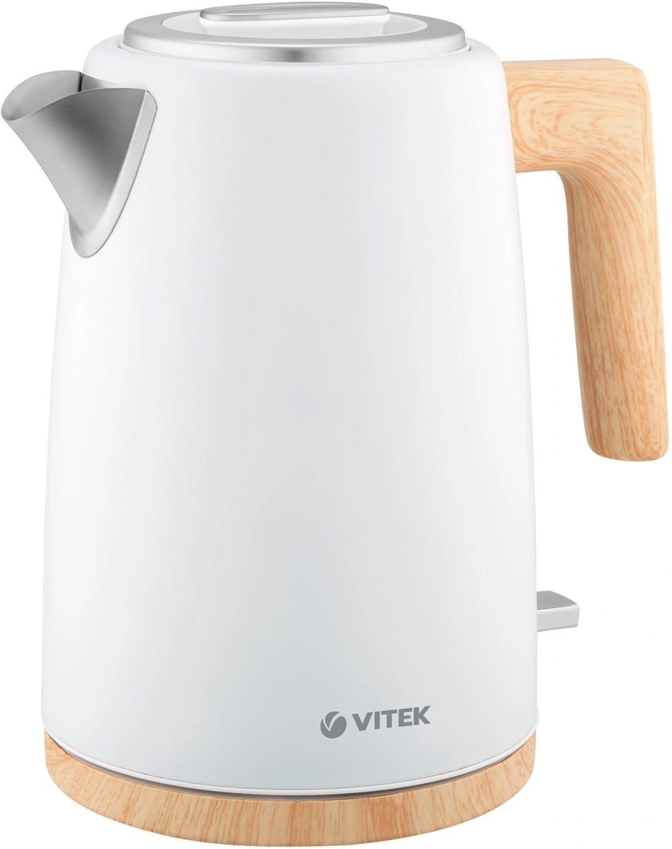 Изображение Электрический чайник VITEK VT-1154 (2200 Вт/1,7 л /металл, пластик/белый, дерево)