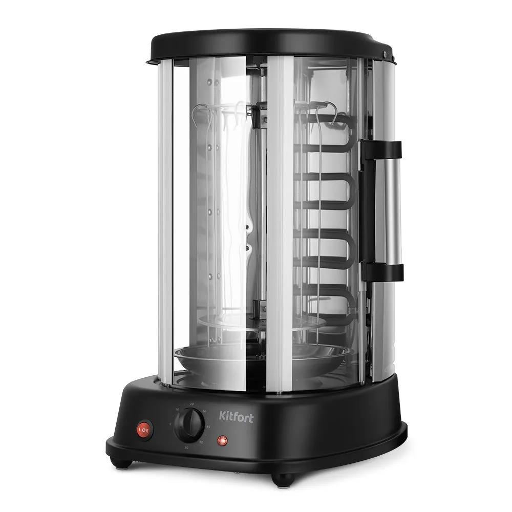 Изображение Шашлычница Kitfort КТ-1411 серебристый/черный, 1500 Вт