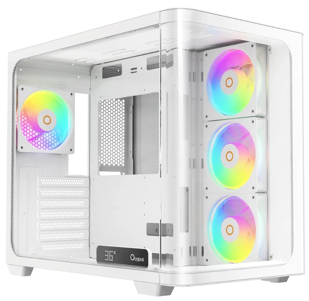 Изображение Корпус Ocypus Iota C70 Curve WH ARGB (mATX, ATX, Mini-ITX, белый, без БП)/(Iota-C70-WHD400CD-GL)