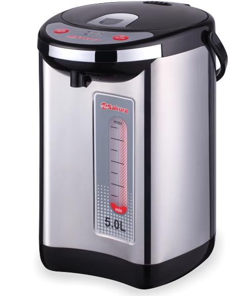 Изображение Термопот Sakura SA-315BS (5 л /750 Вт /черный, нержавеющая сталь)