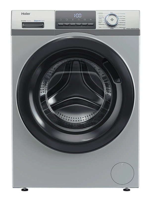 Изображение Стиральная машина Haier HW80-BP12929SE, серебристый (фронтальная, 8 кг, 1200 об/мин )