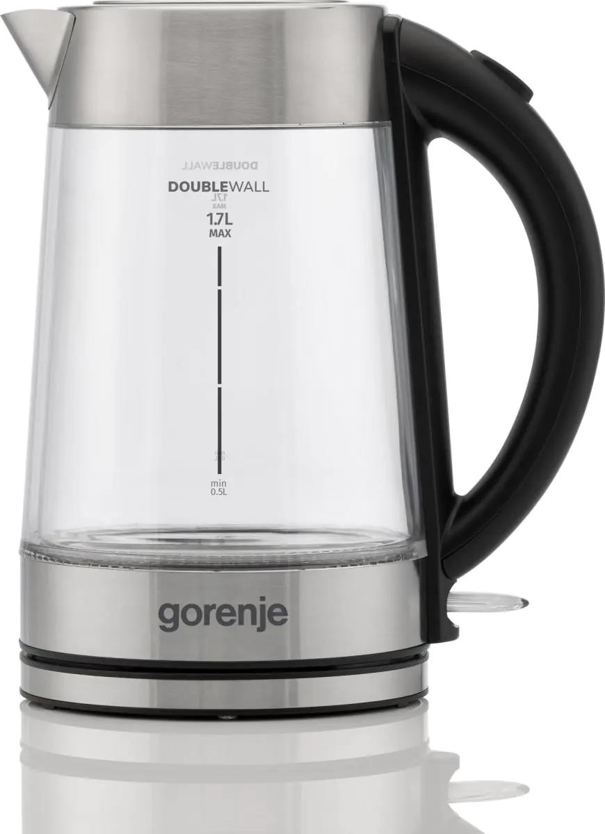 Изображение Электрический чайник Gorenje K17GDWII (2200 Вт/1,7 л /стекло/прозрачный, серебристый)