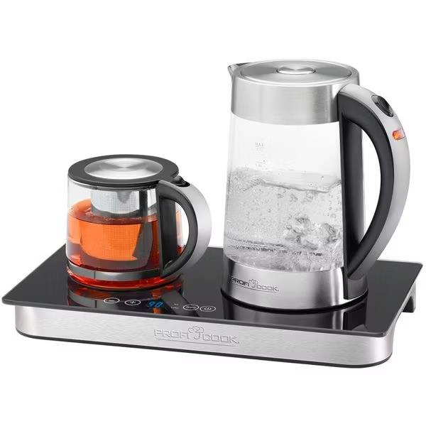 Изображение Электрический чайник PROFI COOK Чайный набор PC-TKS 1056 (2200 Вт/1,7 л /стекло, нержавеющая сталь/прозрачный, черный, серебристый)