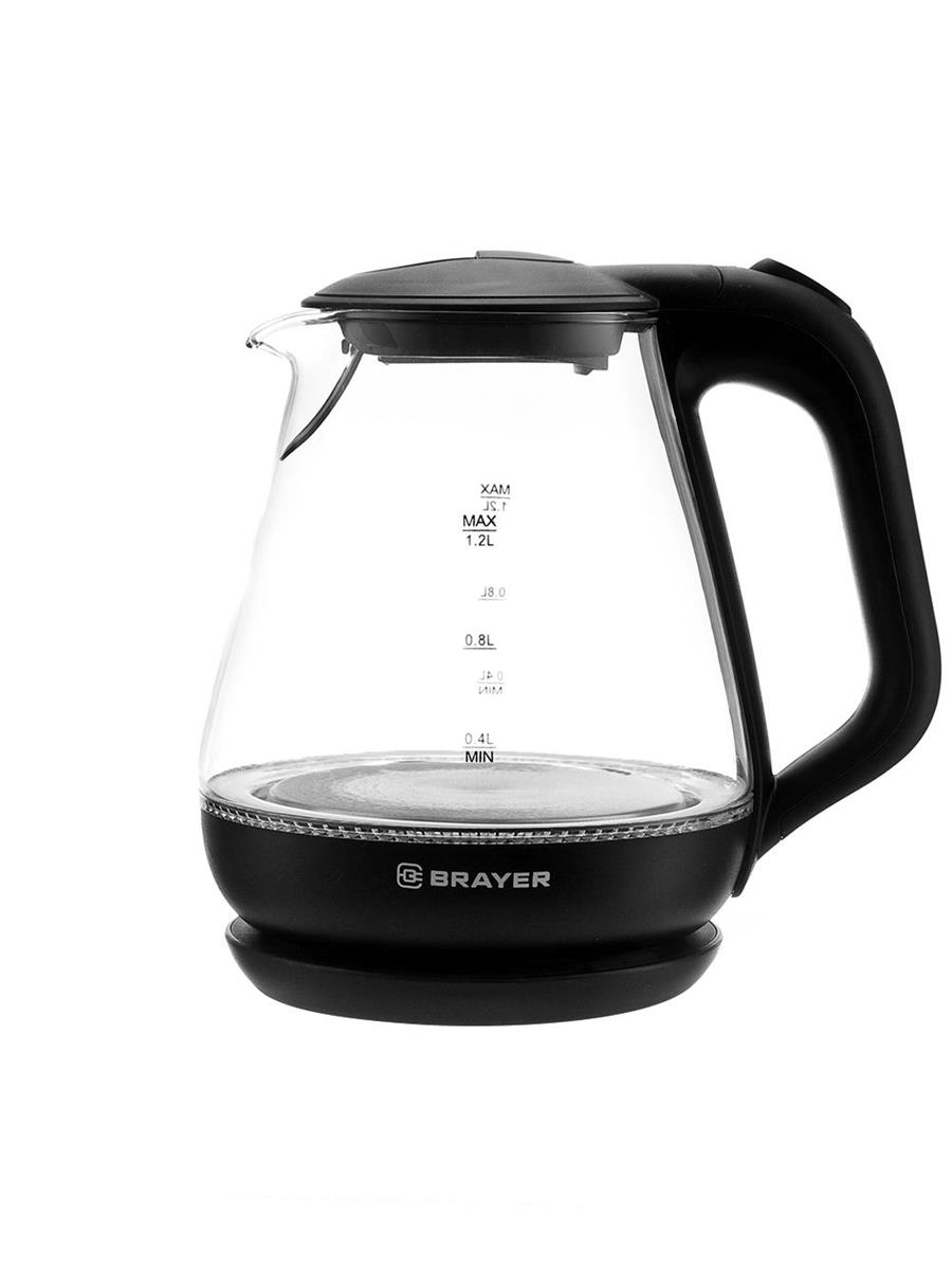 Изображение Электрический чайник Brayer BR1063BK (1630 Вт/1,2 л /стекло/прозрачный, черный)