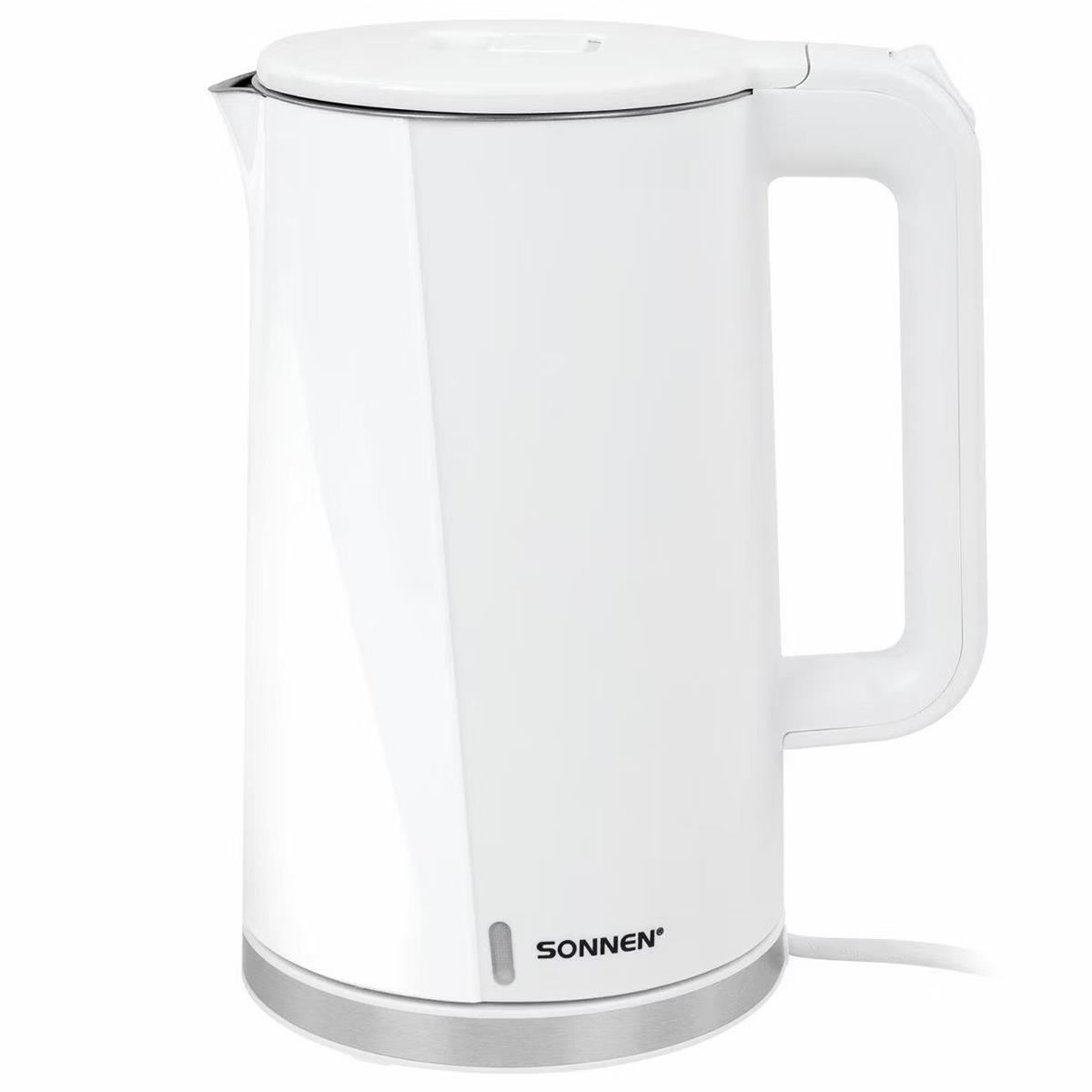 Изображение Электрический чайник Sonnen KT-8718W  (2200 Вт/1,7 л /пластик, нержавеющая сталь/белый)