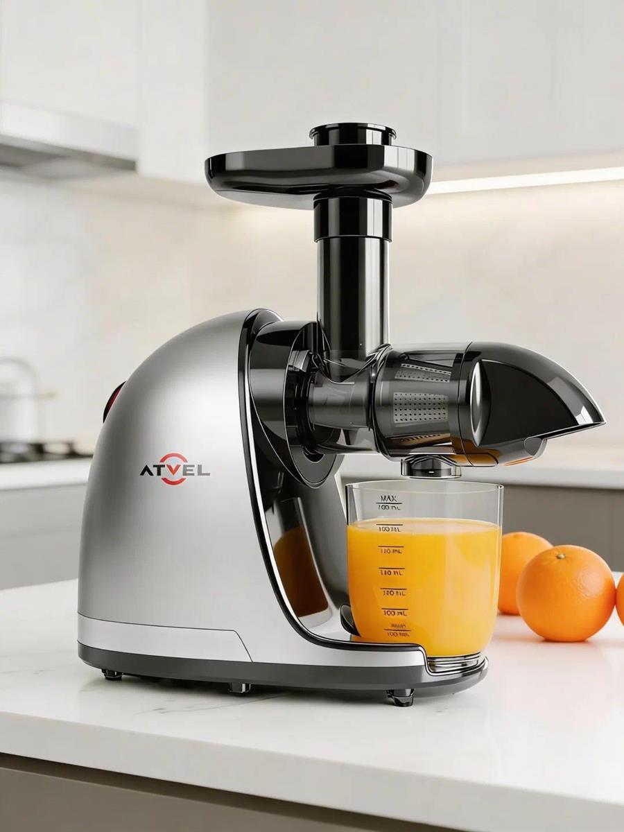 Изображение Соковыжималка Atvel PowerTwist J3 Gray 75201 (Горизонтальная шнековая/150 Вт /серый)