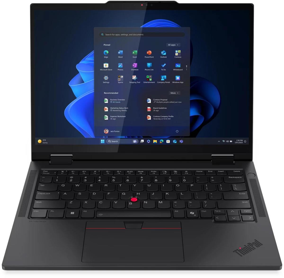 Изображение Ноутбук Lenovo ThinkPad T14s 2-in-1 (Intel 255U 2000 МГц/ SSD 1024 ГБ  /RAM 16 ГБ/ 14" 1920x1200/VGA встроенная/ Windows 11 Pro) (21R3000WUS)