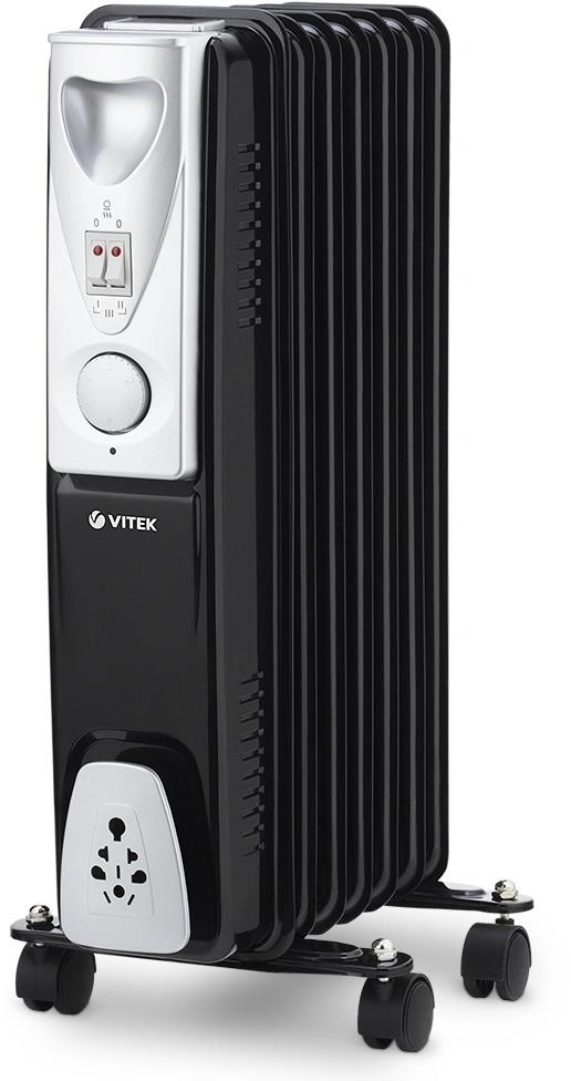 Изображение Масляный радиатор VITEK VT-1717 черный, 1500Вт, 15м2, термостат (1500 Вт  1500/900/600 Вт/ секций)