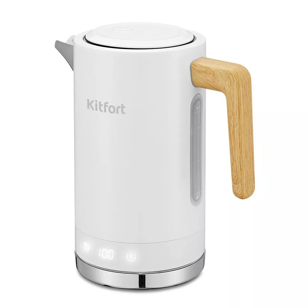 Изображение Электрический чайник Kitfort КТ-6189 (2000 Вт/1,7 л /пластик, нержавеющая сталь/белый)