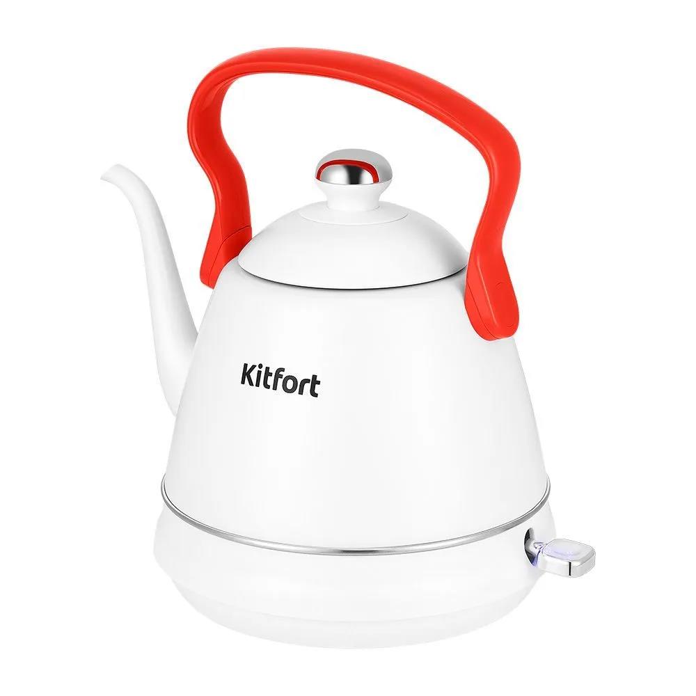 Изображение Электрический чайник Kitfort КТ-6793 (1500 Вт/1 л /нержавеющая сталь/красный, белый)