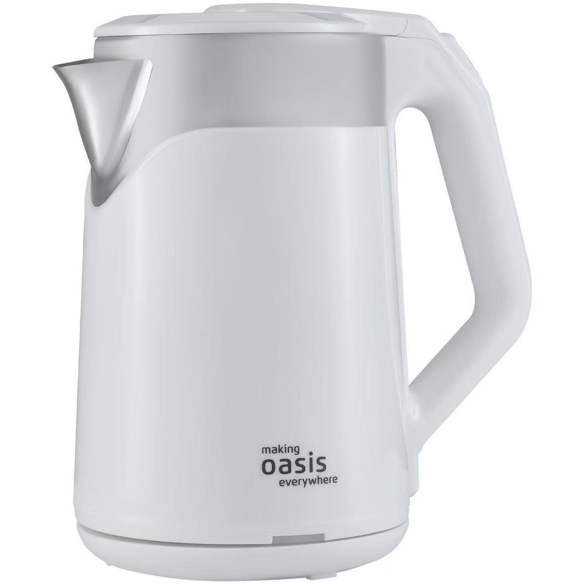 Изображение Электрический чайник Oasis K-21SPW (1800 Вт/2 л /пластик, нержавеющая сталь/белый)