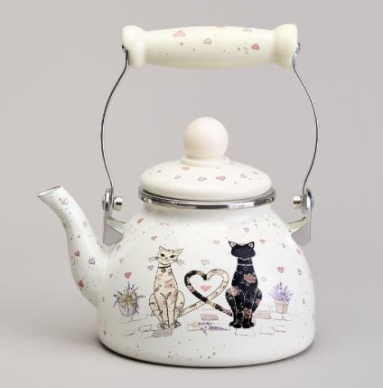 Изображение Чайник AGNESS 943-071 LAVENDER CATS со съемным фильтром 1,1л (1,1, л л /кремовый)